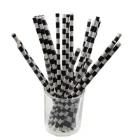 Black and White Paper Straws Wrapped Drinking Straws Customized Pattern