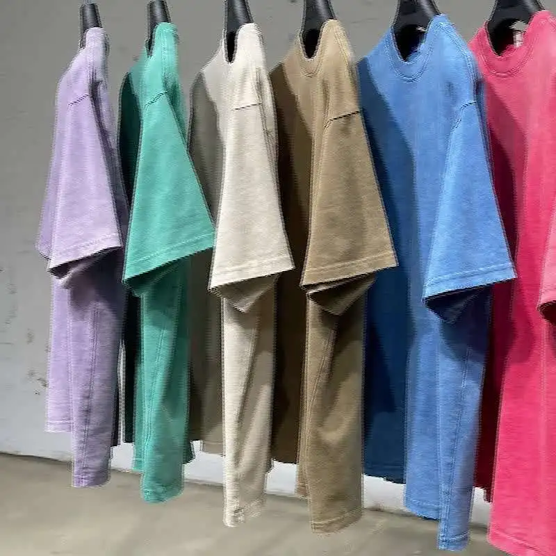 Оптовая продажа, толстая хлопковая футболка на заказ, футболка с принтом по запросу, свободная старая футболка для стирки, мужские футболки оверсайз с эффектом потертости