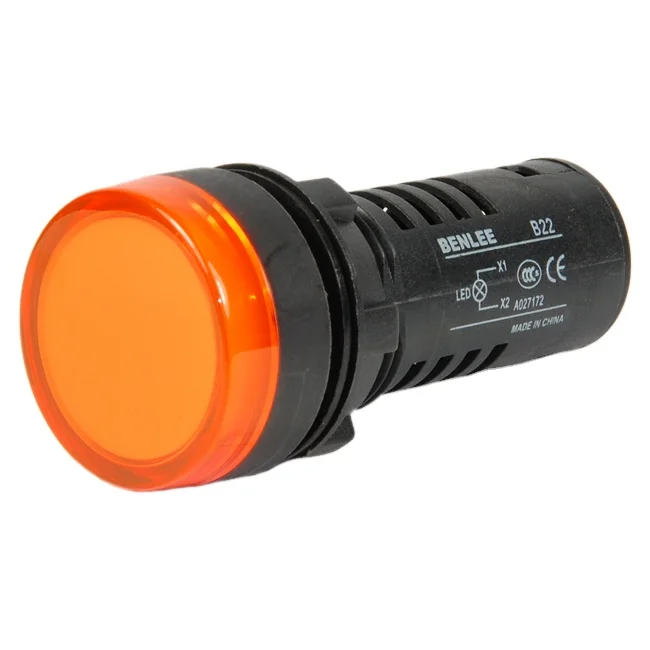 BENLEE  22MM GREEN PIILOT LIGHT DC 12V 24V 110V 220V LED Colorful Flush Panel Indicator Light  LED Pilot Light signal tower