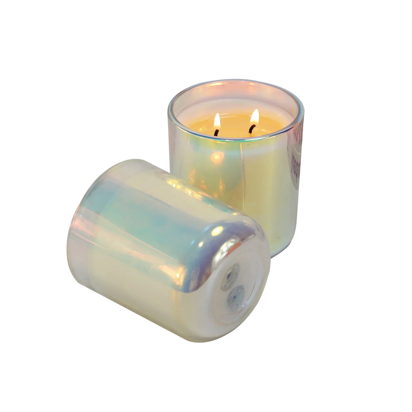 Synwish custom private label 1 2 3 wicks gardenia scented candle soy coconut wax in iridescent glass jar with gift box