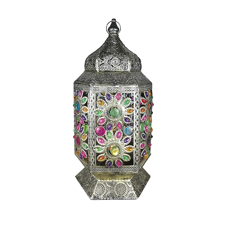 Boho Decor Colored Handmade Antique Moroccan Lantern Iron Table Lamp Home Decor Candle Lanterns Indoor Floor Light