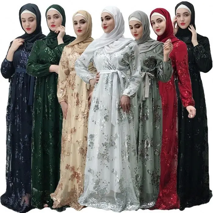 
2019 Hot sale women long dress muslim abaya dubai kaftan islamic jilbab maxi robe gown 