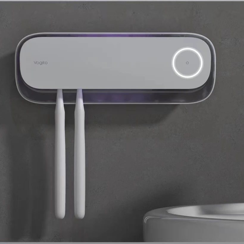 2023 3000 mAh rechargeable  UVC led toothbrush holder with human body rader sensing with warm night light for household washroom