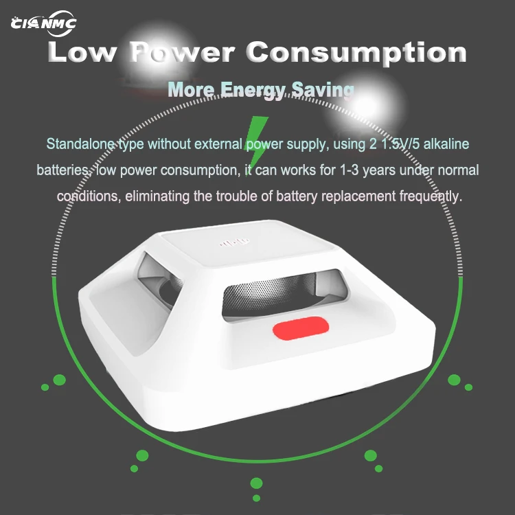 Cian Factory Wholesale AA Battery Powered Fire Alarm Smoke Detector With Dedicated Chip Sensor High Decibel Sound And Flashing