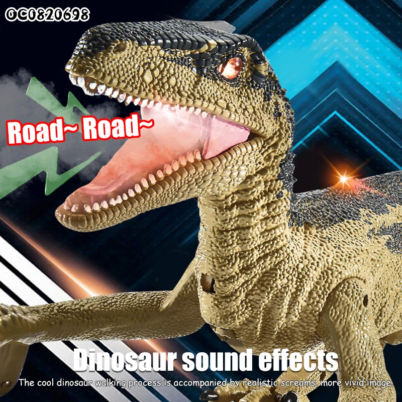 Infrared laser gun 5 channel remote control walking led rc dinosaur robot toy
