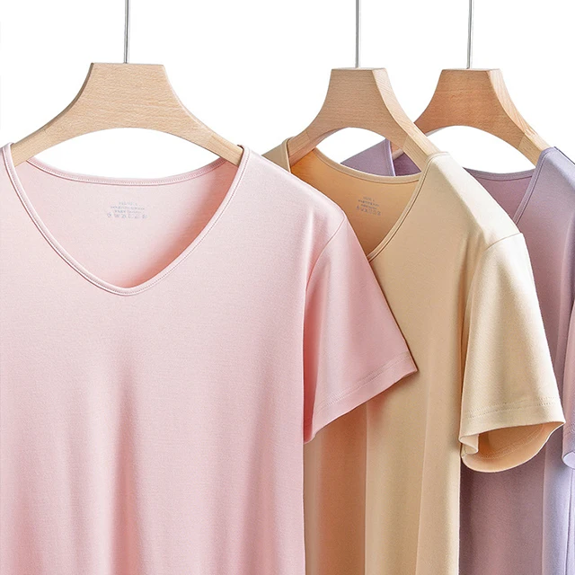 blank heavy weight V-neck ladies bamboo t shirt