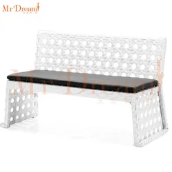 Leisure Commercial Restaurant Dining Project Design Modern Rattan Rope Garden Bench Outdoor Dining Table Set