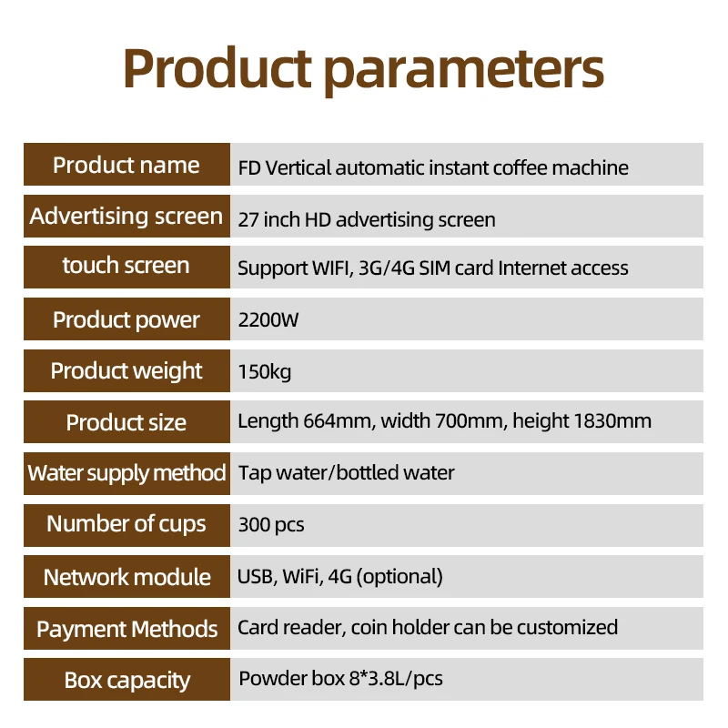 Fundord commercial tea coffee vending machine fully automatic