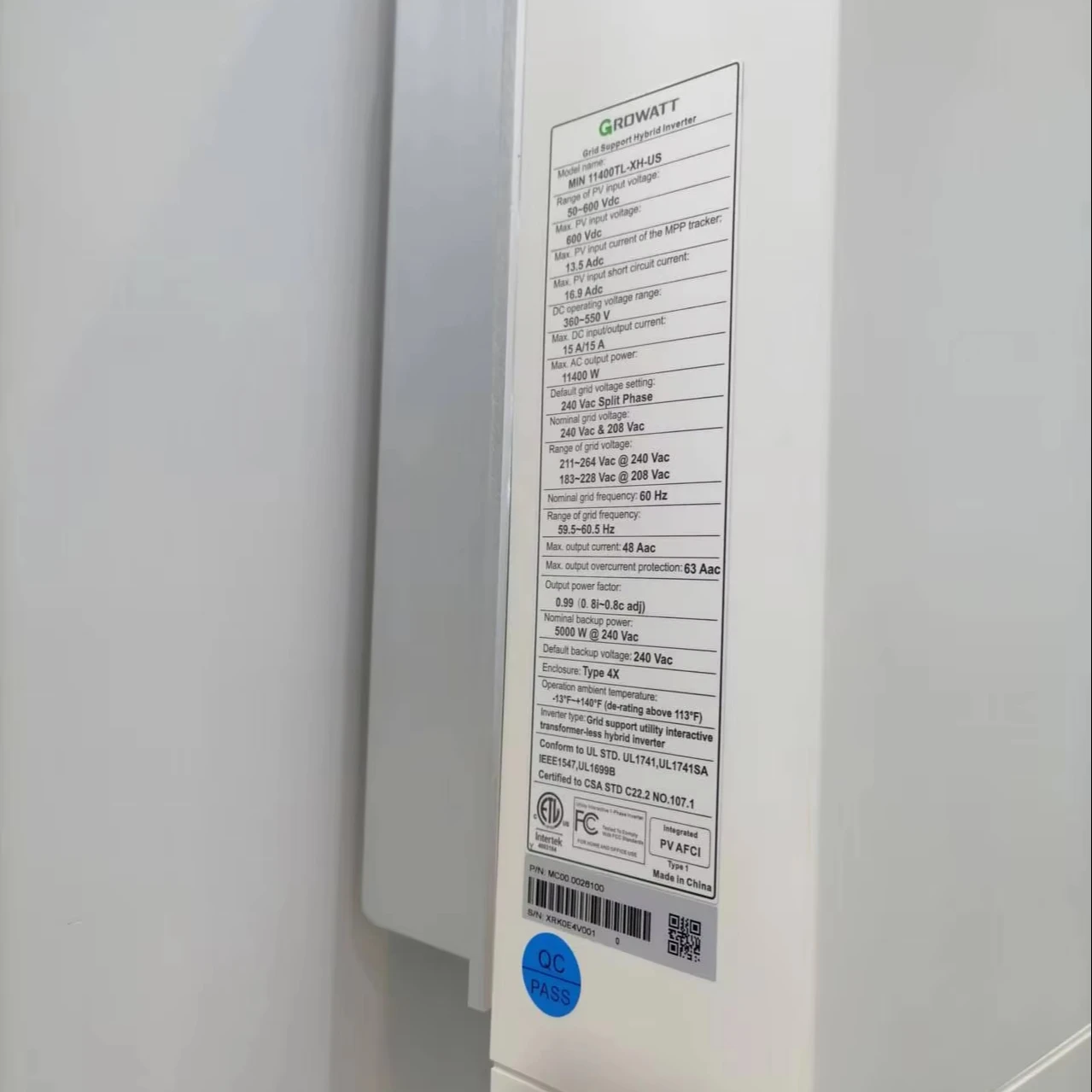 Growatt Grid-Tie Inverter 3.8Kw 5kW 6kW 7.6kW 8.2kW 9kW 10kW 11.4kW MIN 6000TL-XH-US On-Grid Solar Inverter Battery Storage