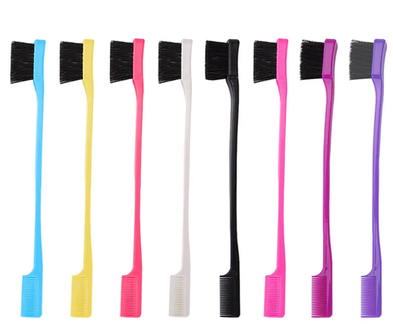 Wholesale Hair Products Plastic Handle Double Sided Hair Edge Control Brushes