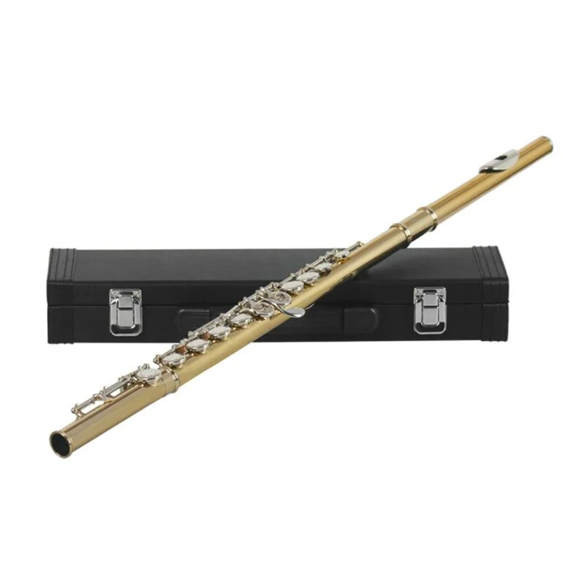 16-hole C-tone color Flute nickel-plated closed key plus E-key professional brass Flute