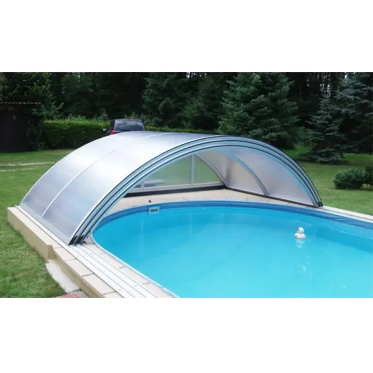 HOT SALE Medium Line Arc Telescopic Swimming Pool Enclosures PC sheet Aluminium alloy
