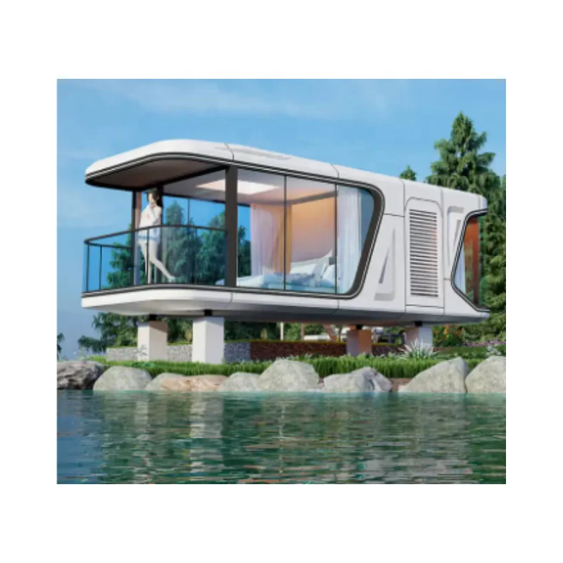 Space capsule holiday cottage star roof house luxury modern prefab homes camp sleeping pod cabin with bedroom