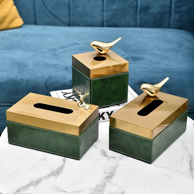 Home Hotel Fashion Cover Storage metal cheap napkin holders leather cover tissue box