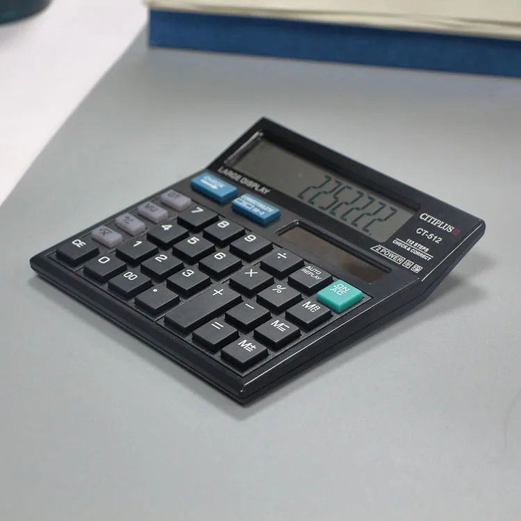 High-Quality New Design Check Function Calculator Black High-End Business Office 12-Digit Display Desktop Calculator