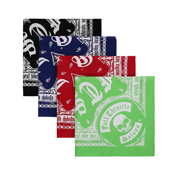 Customized Factory Double Print Bandana Custom Logo Fans Cotton Bandana Square (1600214036750)