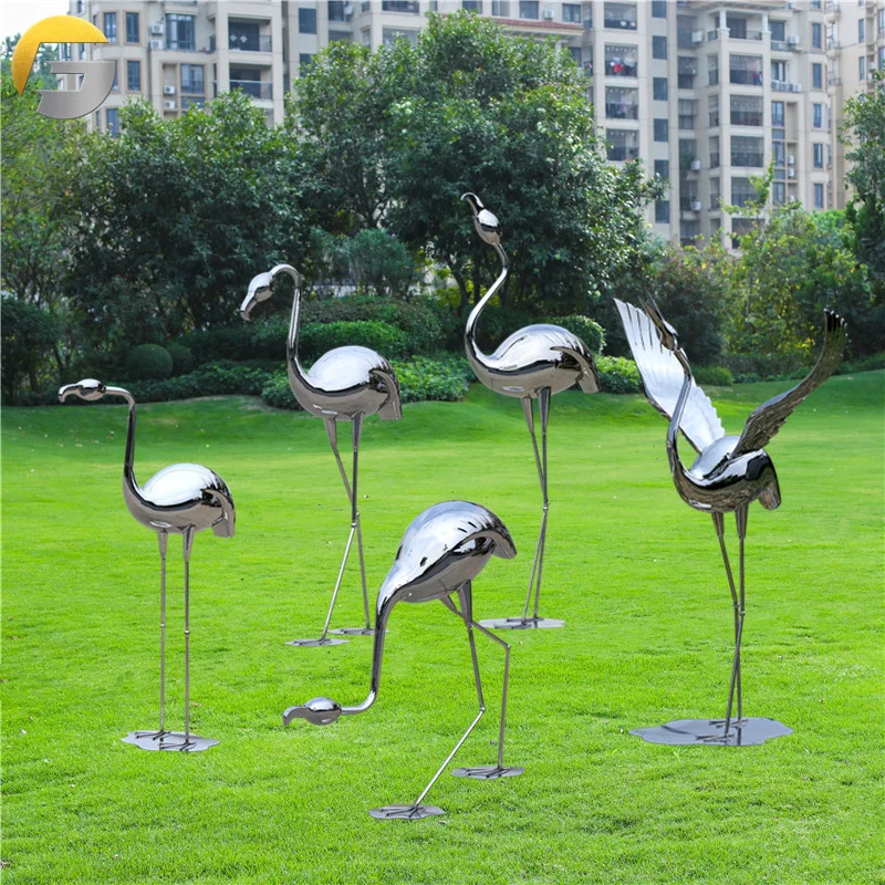VV1047 Stainless Steel Metal Animal Sculptures For The Garden Swan Sculpture Urban Stainless Steel Sculpture