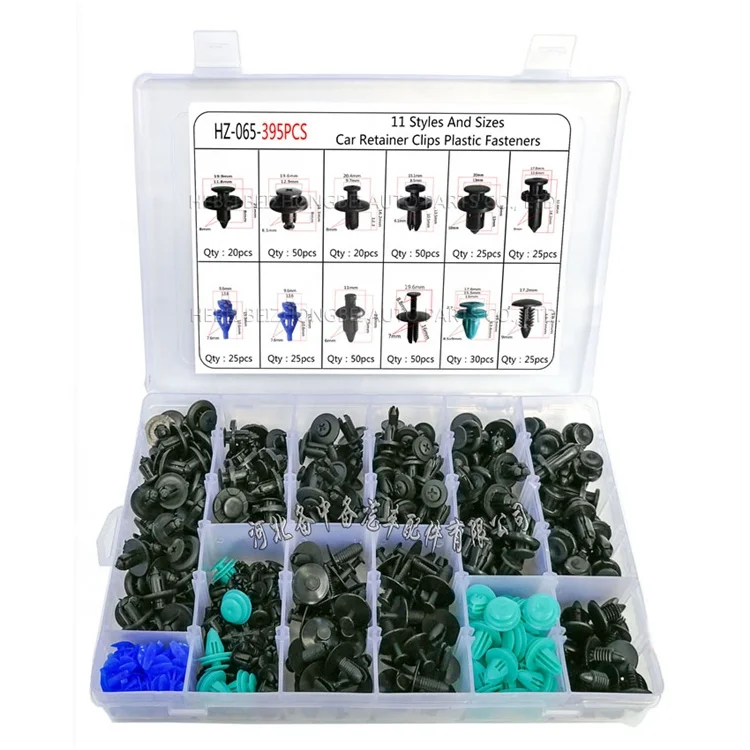 395pcs 6-10mm for All Cars Mixed Auto Fastener Clip Plastic Box-packed Car Door Bumper Fender Liner Sealing Strip Fixed Clips