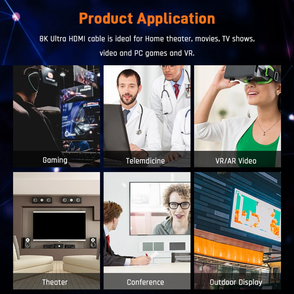 Latest 4K 8K Cable Ultra HD HDMI Cables 2.1With 48Gbps Bandwidth For HDTV Blu-Ray Disc