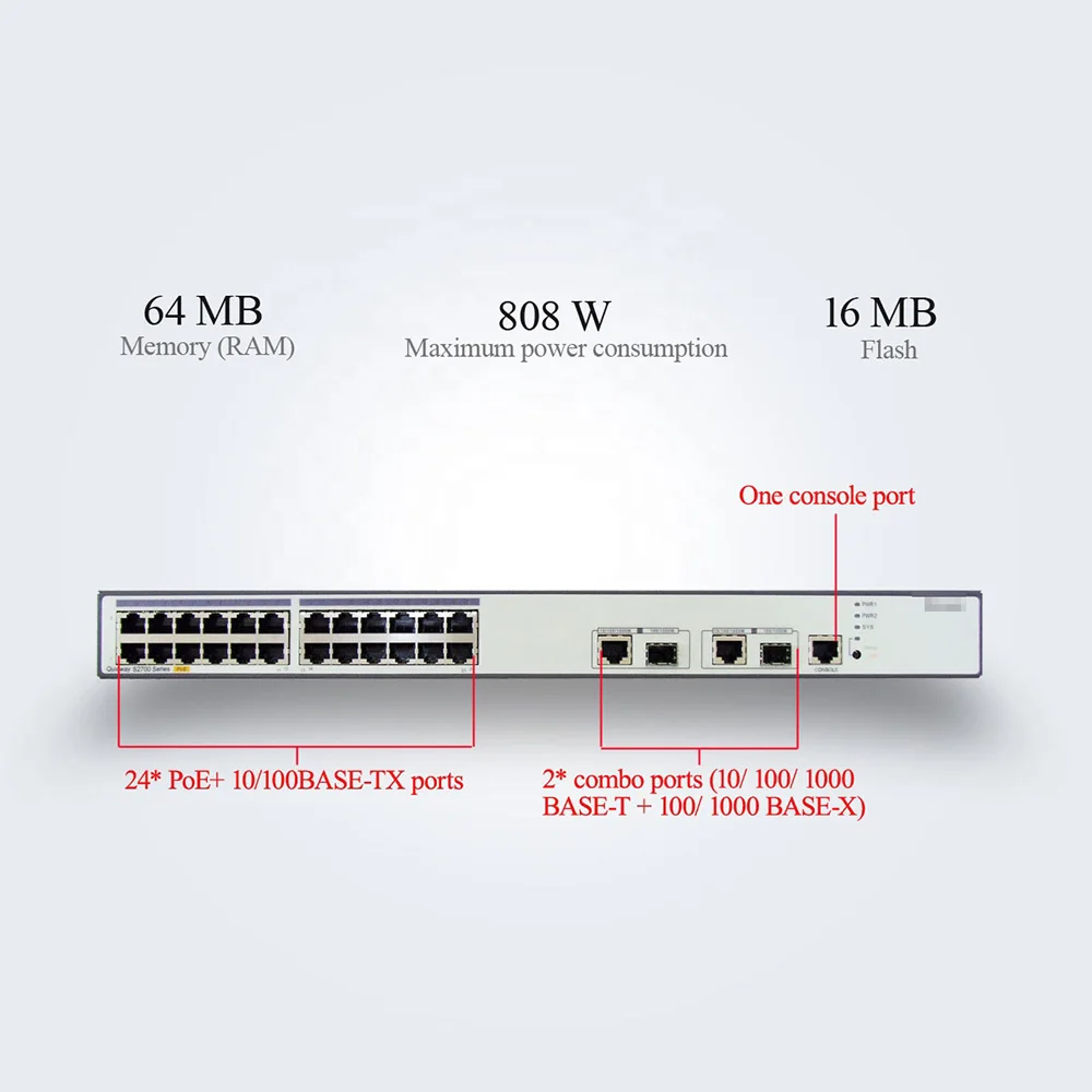 24 poe порта выключатель для S2700-26TP-PWR-EI гигабитный коммутатор питания через Ethernet Переключатель Сети