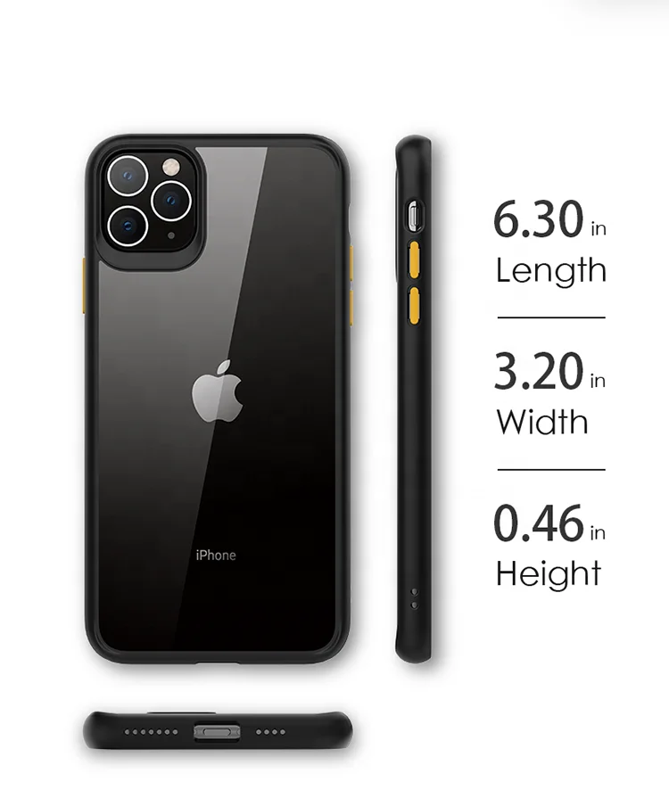 
CLear transparent 1.6mm TPU bumper +1.2mm PC Cover with 3 Sets Color Button mobile Bumper phone Case 