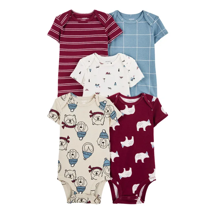 100% cotton autumn baby clothes 5 pack baby bodysuit sets baby rompers wholesale