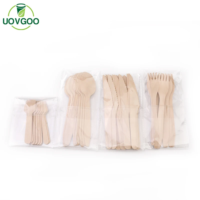 Wholesale Disposable wood fork cutlery Biodegradable wooden fruit fork