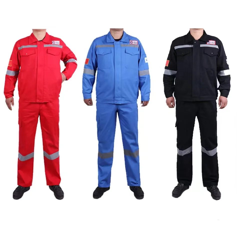 OEM Cotton Workwear Safety Clothing Fire Retardant Reflective Coverall Waterproof Anti-Static Features EN Certified Uniforms