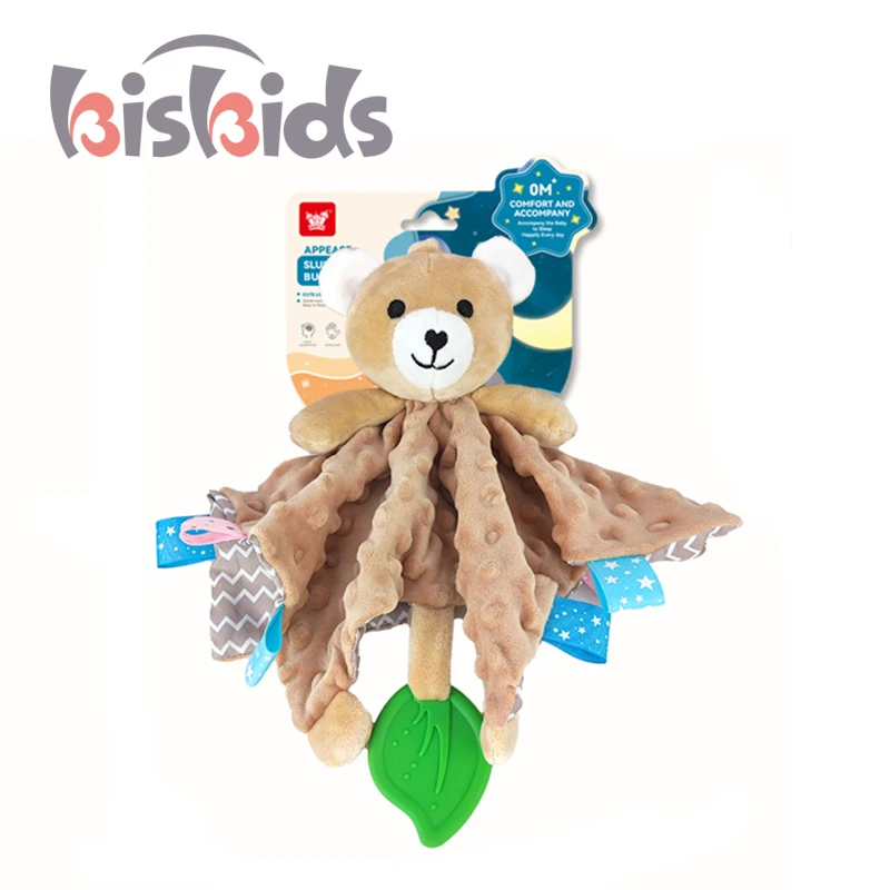 Creative Baby Security Blanket Sleeping Soothing Blanket Cartoon Bear Sleeping  Saliva Towel Cartoon Stuffed Plush Animal Toys