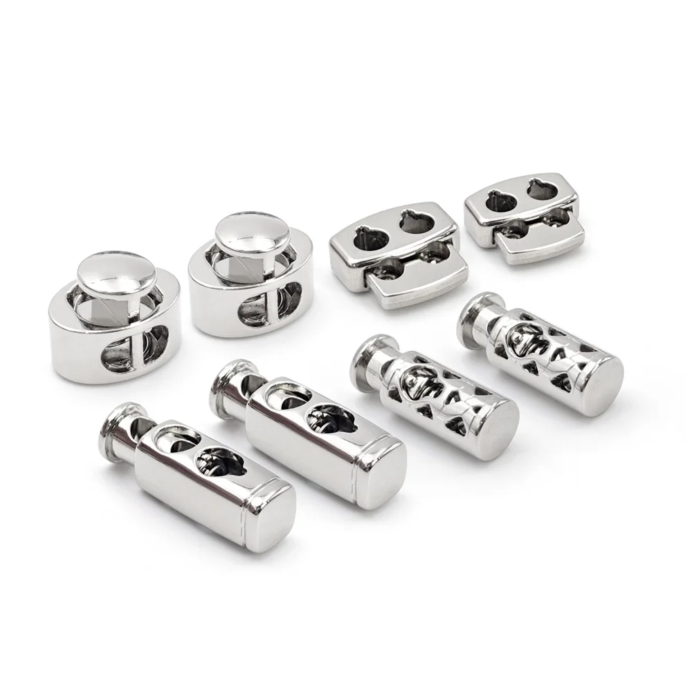 Custom cord Spring stopper stop rope lock metal drawstring One hole cord lock toggle for string bikini shorts clothing