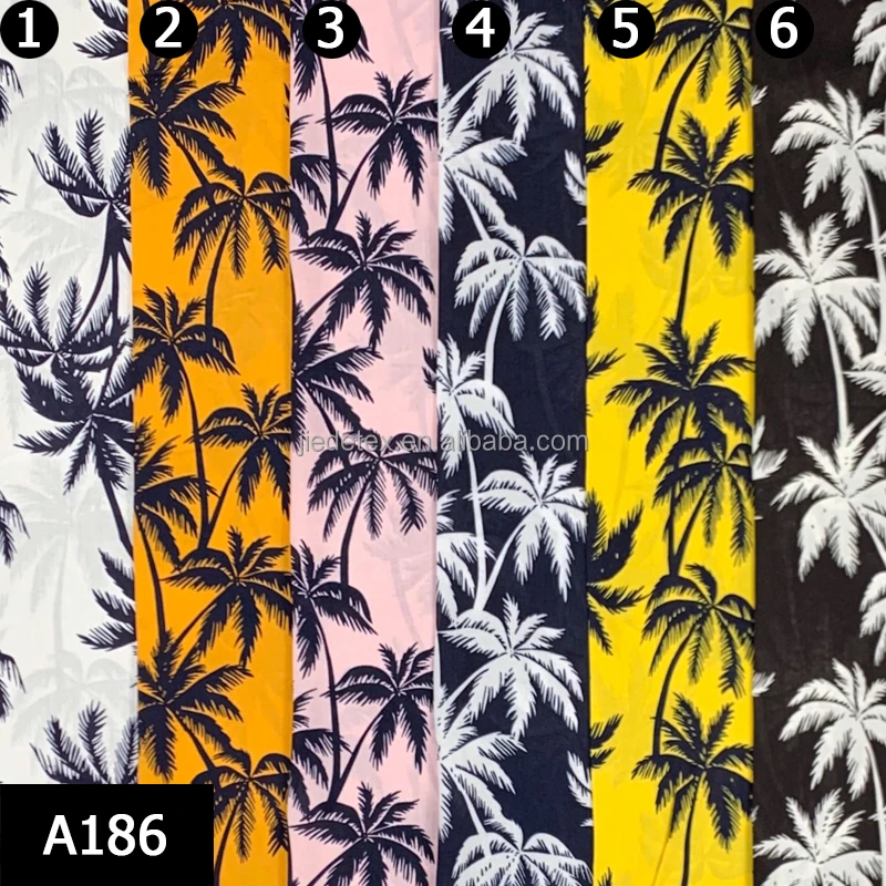 
Wholesale Low Moq Tropical Plants Designs Coconut Print Fabric Spun 100% Viscose Rayon Fabrics For Dresses 