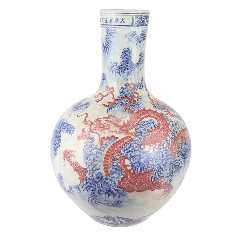RZKJ06 Hand-painted blue and white dragon decorative ceramic vase