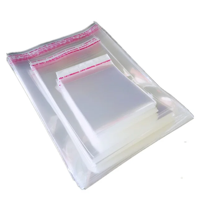 Small 60mic transparent plastic bags 4*(4+2)cm opp transparent self-adhesive plastic bag 1000pcs/bag