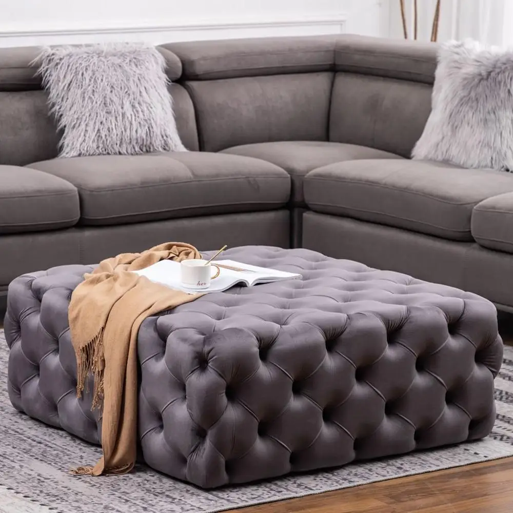 Современный Chesterfield журнальный столик для ног глубокая Кнопка бархатная трубка Османская пуффе сиденье производитель