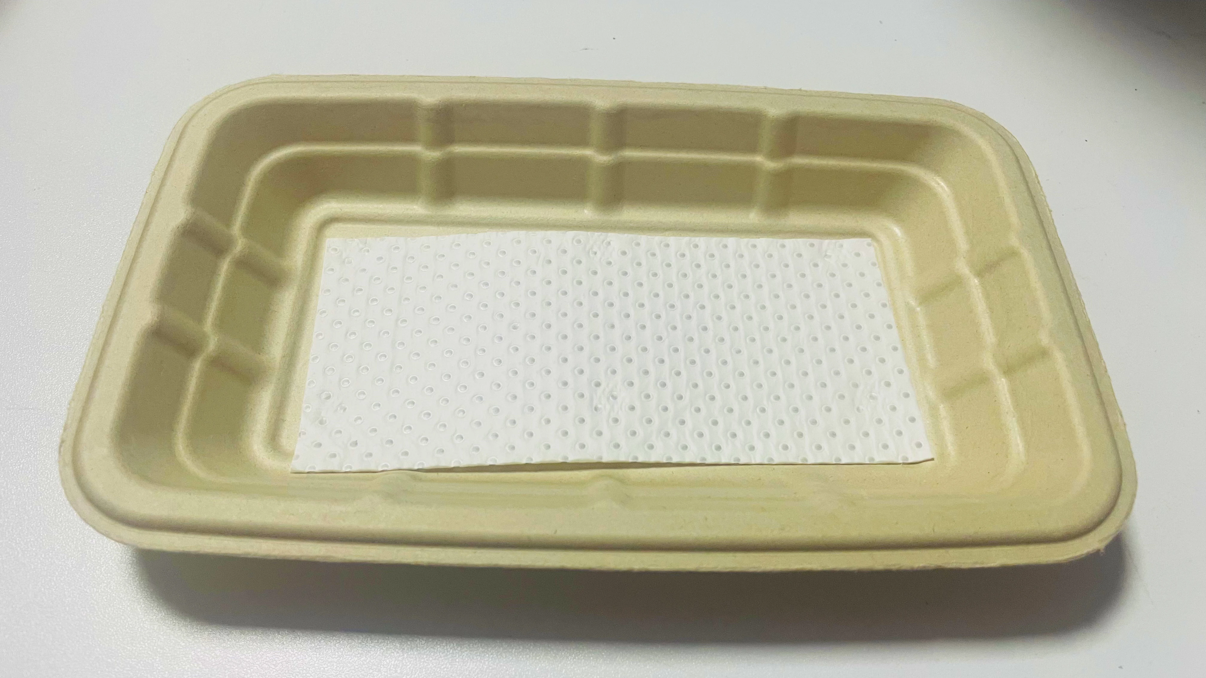 Customized Biodegradable Sugarcane Pulp Meat Tray Bagasse Meat Tray With Absorbent Pad