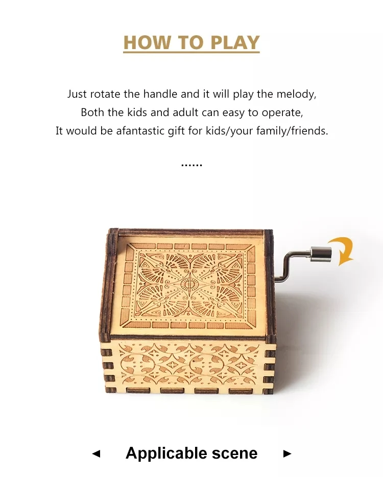 2023 upgrade Hot Selling Wooden Music Box High Quality Hand-cranked Music Box Retro Portable Music Box Factory Wholesale