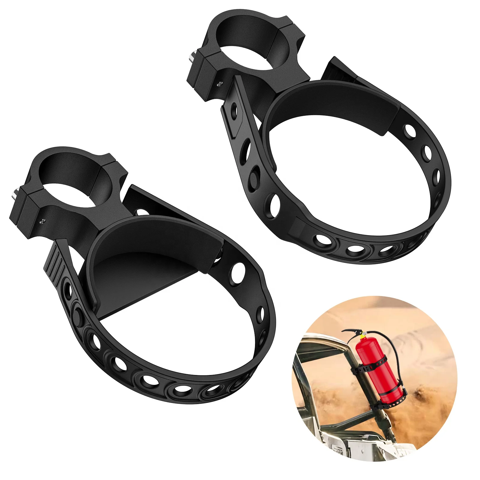 MICTUNING Adjustable Quick Release Rubber Strap UTV Fire Extinguisher Mount Bracket Roll Bar Fire Extinguisher Mount