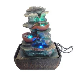 Indoor Stone Modeling Resin Rock Decoration 4 Tier Water Fountains for Home Resin Waterfall Indoor Mini Tabletop Water Fountain
