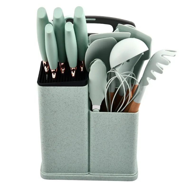 OEM & ODM 19pcs silicone kitchenware set, Wholesale Kitchenware Set Wooden Handle 19pcs Kitchenware Set