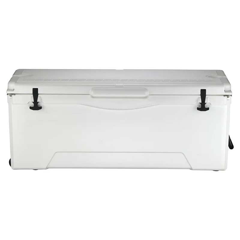 High Quality Portable Outdoor Hard Coolers LLDPE PU Huge Space 190L Large Fish Rotomold Cooler Box With Wheels