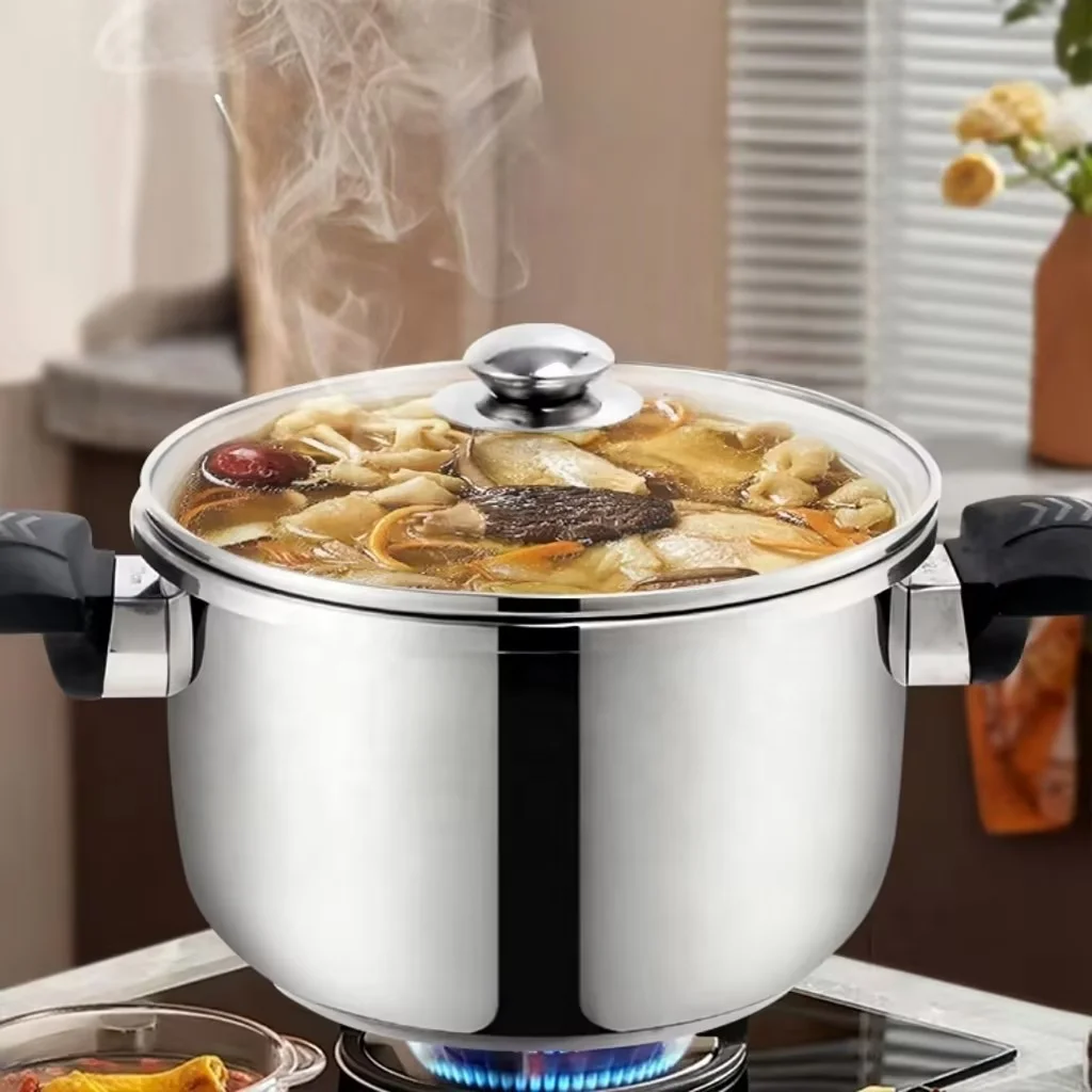 High Quality Multi-use Pressure Cooker Stainless Steel 304 Cookware Rice Cooking Pot with Lid and Rack
