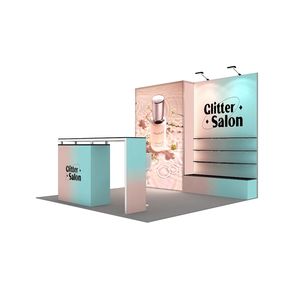 Fashion Customization Shelf Exhibition Stand Aluminum SEG 10x10ft Portable Advertising Light Box LED Trade Show Booth Design