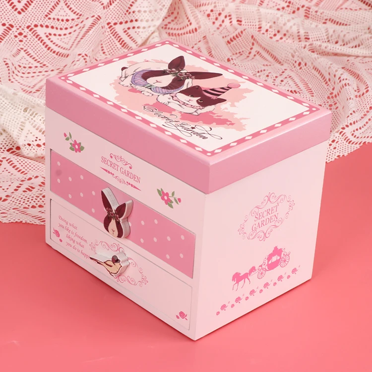 Wholesale Hot Selling Custom 2 Drawer Jewelry Box Musical Boxes