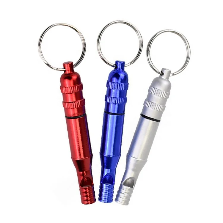 Outerdoor Emergency Whistle Pill Case Holder Wristlet Alarm Window Breaker Alarm Aluminum Emergency Survival Whistle Keychains