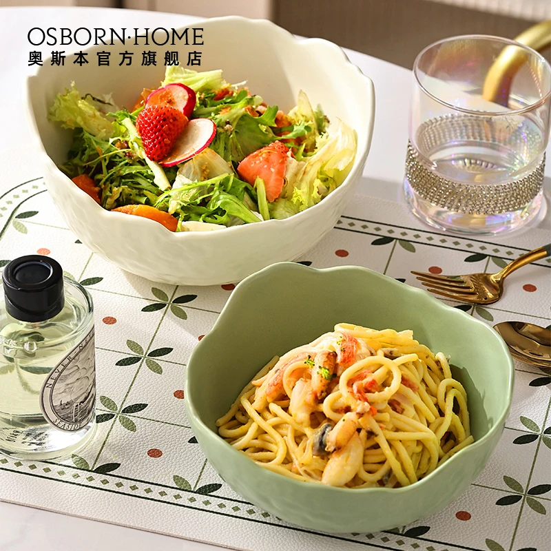 OSBORN Nordic Simple Ceramic Irregular shaped Tableware Noodles Rice Salad Soup Ceramic Bowl