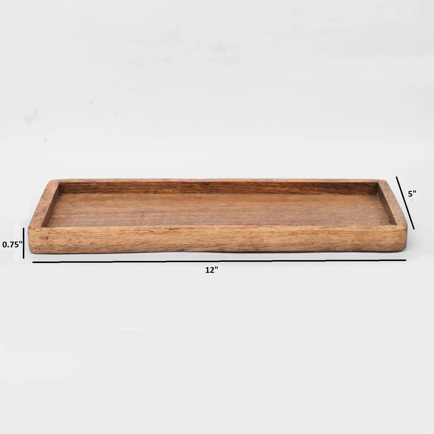 Wooden tray used for displaying fruit snacks, appetizers, sushi, and food decorations