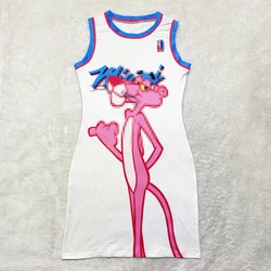 Women Clothes Summer Sleeveless Cartoon Pattern Casual Dresses Mini Bodycon Dress Women