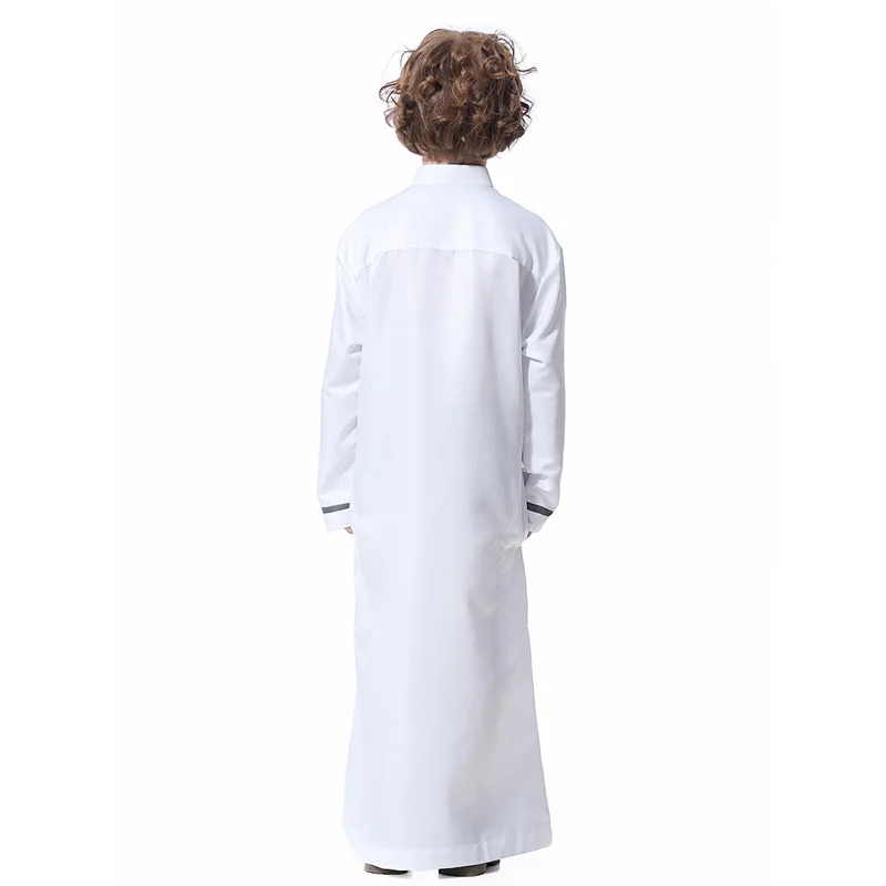 High Quality New Buttons Islamic clothing Kids Boy Robe Teenager Dubai Abaya Muslim Pockets Boy Thobe