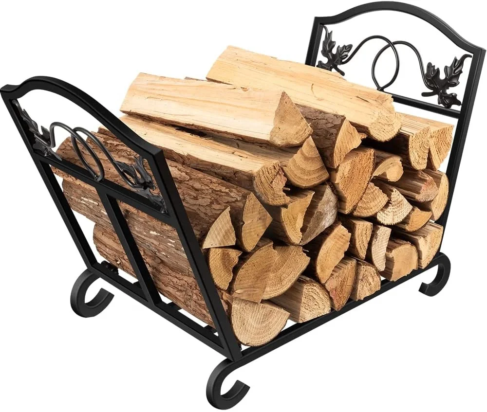 Firewood Rack Indoor Outdoor Heavy Duty Foldable Firewood Holder Wrought Iron Fireplace Log Holders Wood Rack for Firewood
