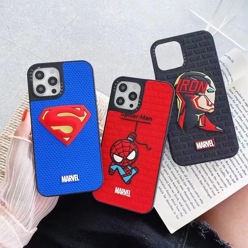 Fashion 3d Stereoscopic Silicone Phone Case For Iphone13/14 Pro Max Spiderman Iron Man Phone Covers Case